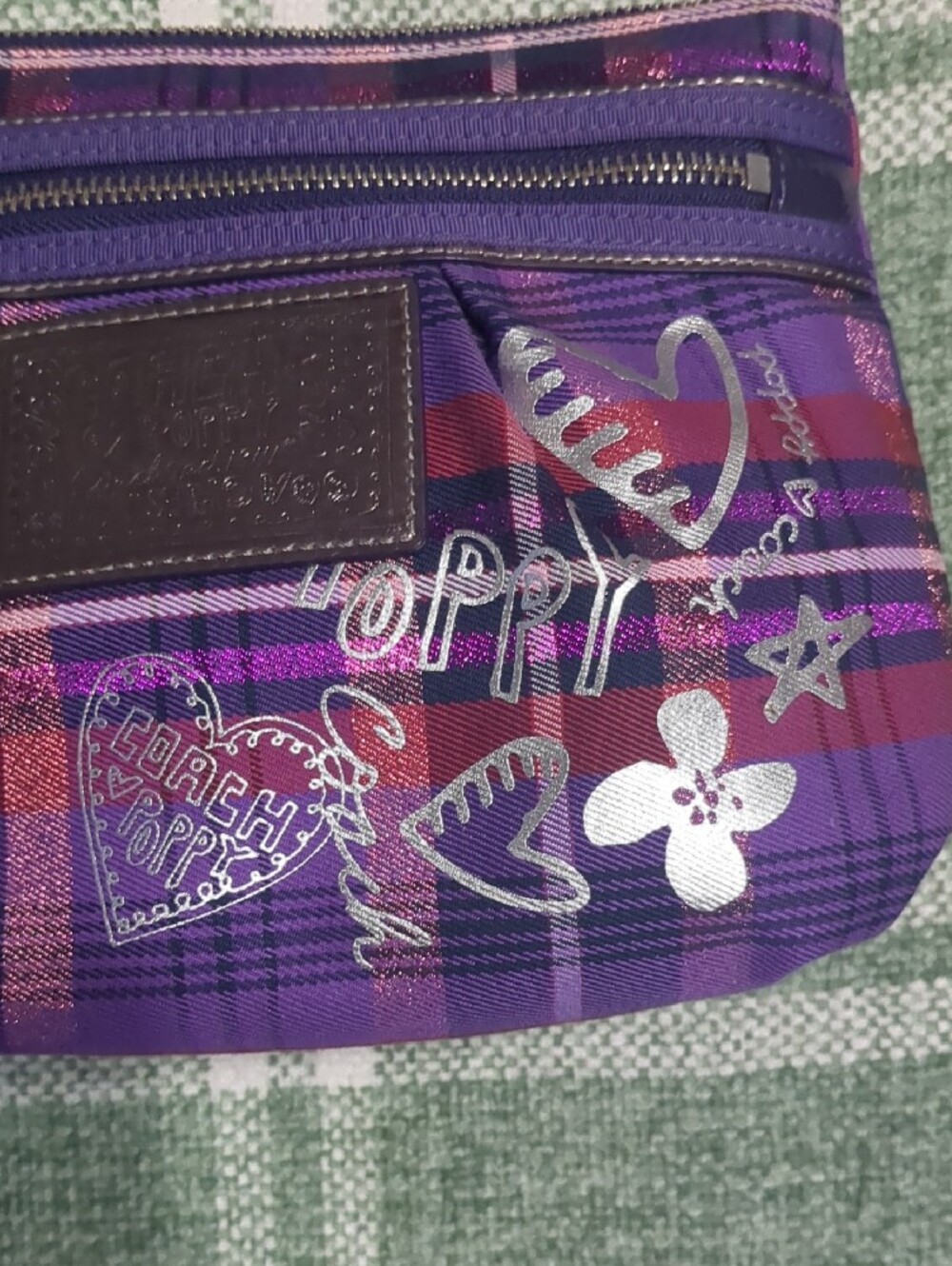 Coach Poppy Tartan Plaid Crossbody Bag Purple Pink Graffiti Archive Y2K๐ - Picture 3 of 9
